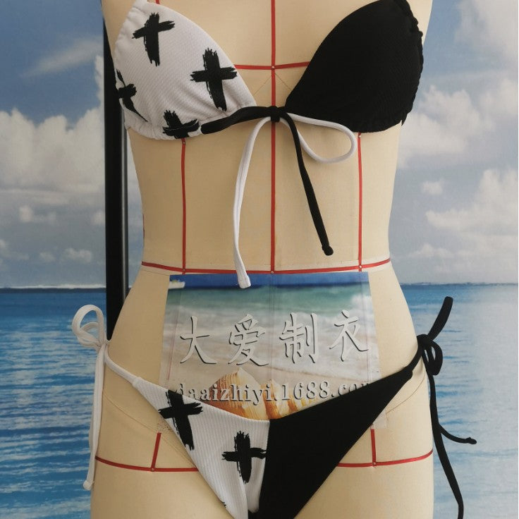 Ladies' chest lifting demon split swimsuit