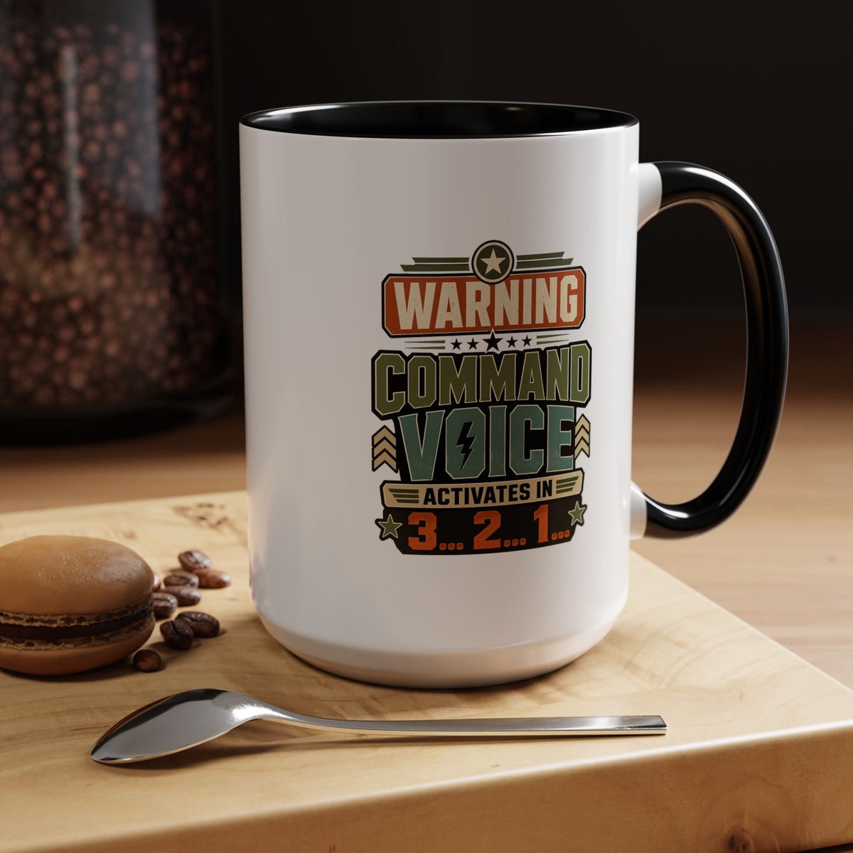 Funny Military Command Voice Mug, Warning Countdown Coffee Cup, Army Dad or Veteran Gift for Him, Retirement Birthday Humor Present
