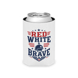 Patriotic Red White Blue Can Cooler, Military Inspired Drink Holder, American Flag Beverage Sleeve, Veteran Gift, USA Party Favor