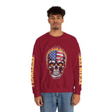 Patriotic Skull Sweatshirt, American Flag Skull Pullover, USA Biker Style Top, Edgy Americana Clothing, Fourth of July Gift
