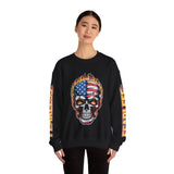 Patriotic Skull Sweatshirt, American Flag Skull Pullover, USA Biker Style Top, Edgy Americana Clothing, Fourth of July Gift