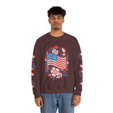 Floral American Flag Sweatshirt, Patriotic USA Pullover, Red White Blue Flower Top, Fourth of July Outfit, Americana Gift for Women