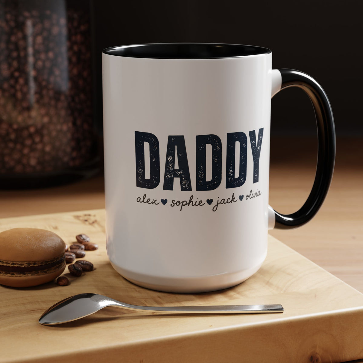 Personalized Daddy Coffee Mug with Kids Names, Custom Dad Mug Gift from Children, Father's Day Coffee Cup, Birthday Gift for Daddy