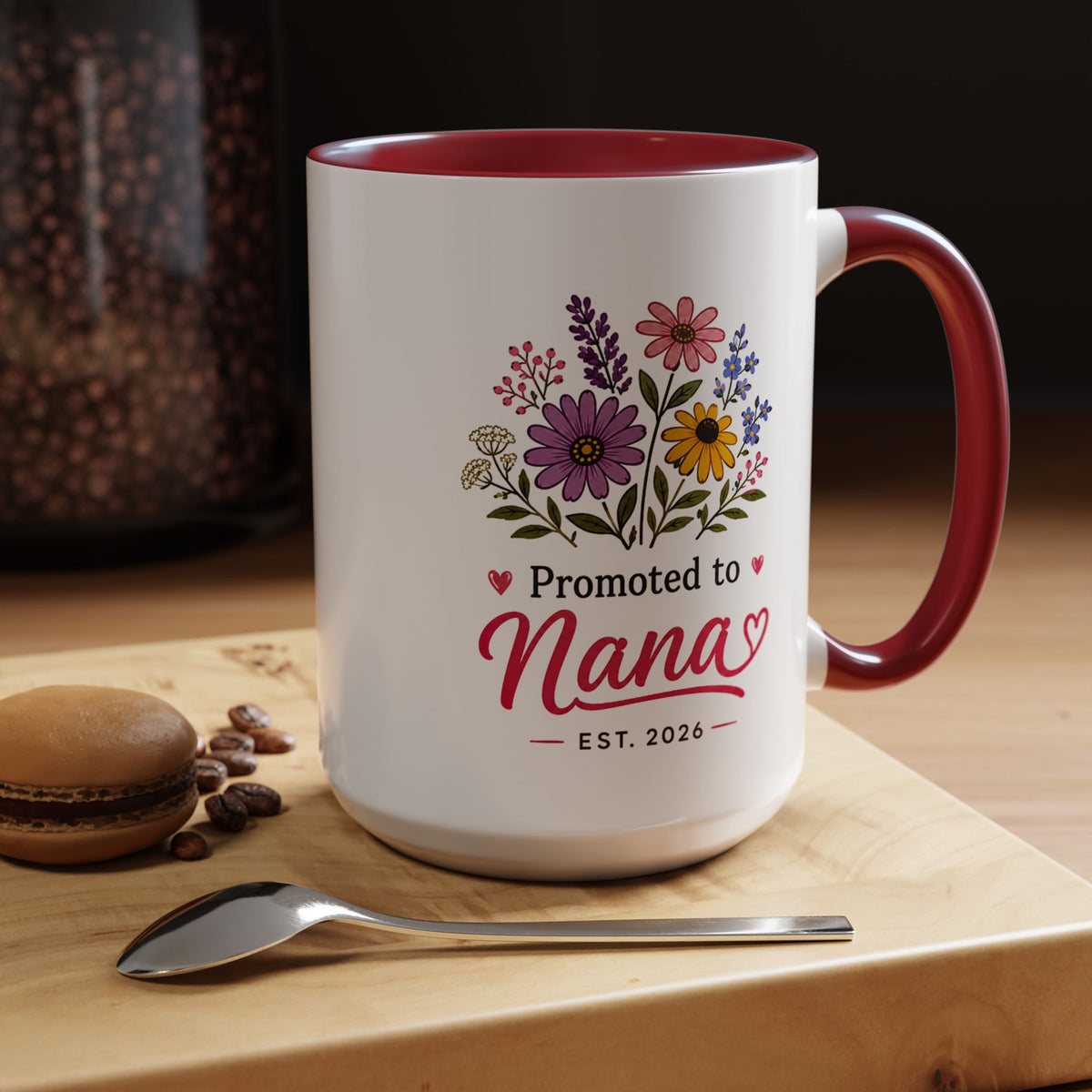 Promoted to Nana Mug, New Grandma Pregnancy Announcement Gift, Floral First Time Grandmother Coffee Cup, Baby Reveal Keepsake 2026