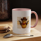 Good Repeating Slogan Cowboy Peanut Mug, Funny Western Office Joke Gift for Coworkers, Sarcastic Outlaw Ceramic Tea Cup with Dark Blue Handle