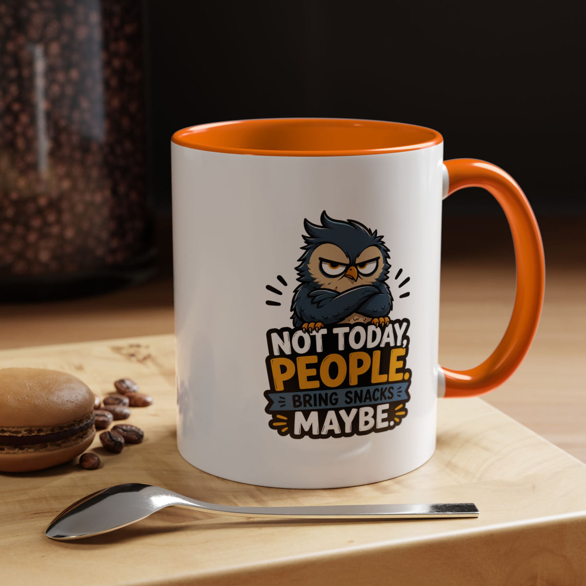 Not Today People Mug, Funny Owl Coffee Cup, Introvert Humor Gift for Coworker, Funny Snack Lover Present, Sarcastic Office Drinkware