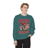 Proud Military Mom Sweatshirt, Patriotic Army Mom Pullover, Gift for Military Mother, Deployment Homecoming Crewneck, Flag Floral Top