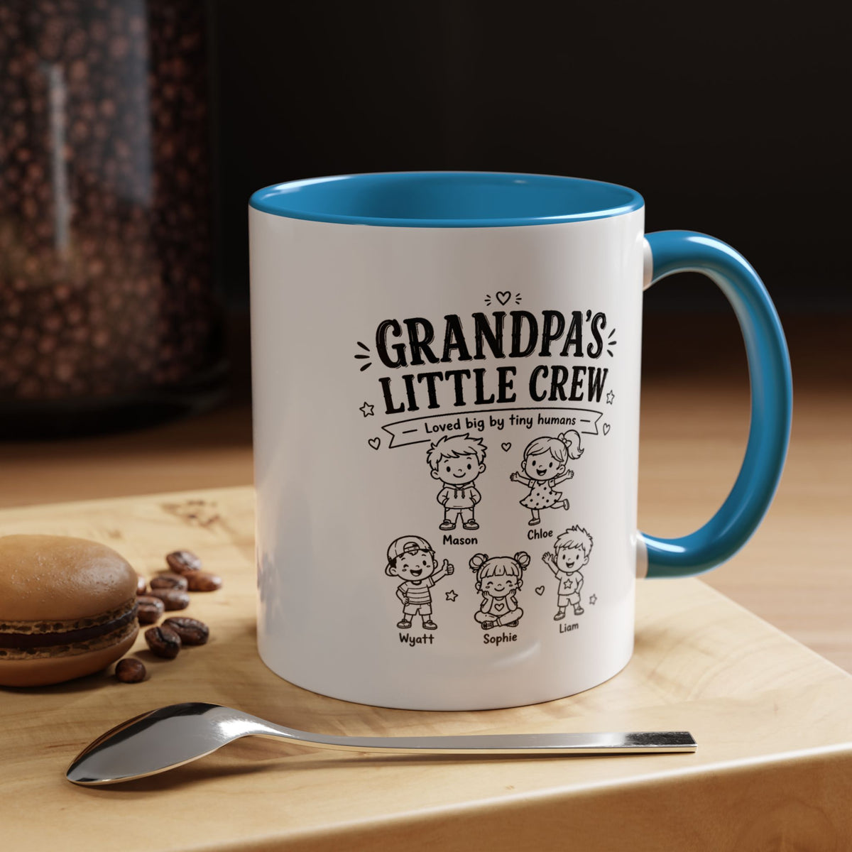 Personalized Grandpa Mug, Grandpa's Little Crew Coffee Cup, Grandchildren Name Gift, Father's Day Present, Family Birthday Keepsake