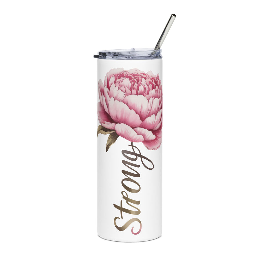 Floral Skinny Tumbler, Pink Peony Travel Mug, Inspirational Gift for Women, Summer Party Favor, Flower Lover Gift, Everyday Drinkware