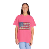 American Flag Floral Shirt, Patriotic Flower Graphic Tee, Vintage Americana T Shirt, Fourth of July Outfit, Red White Blue Gift