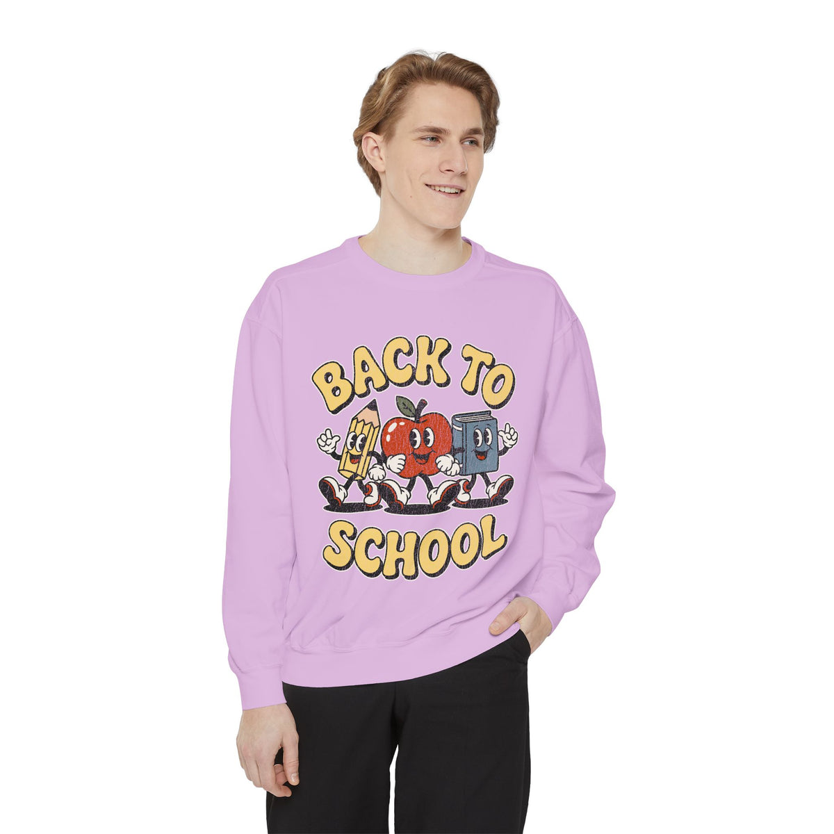 Back to School Sweatshirt, Retro Apple Pencil and Book Pullover, Teacher Crewneck, First Day Classroom Outfit, Educator Gift, School Staff