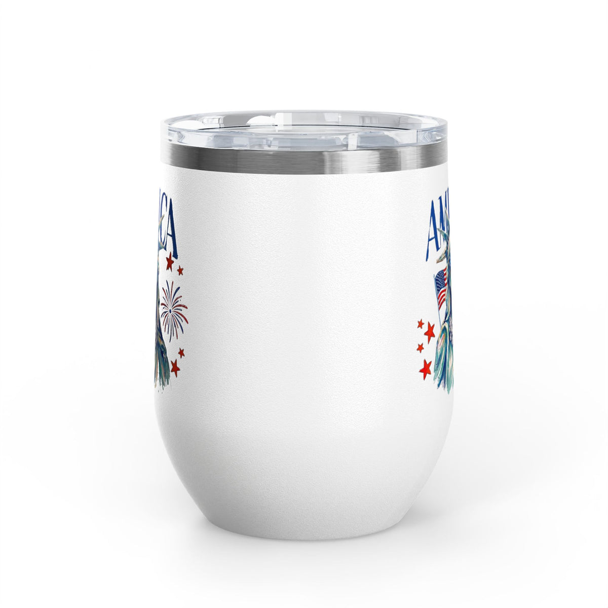 Patriotic Statue of Liberty Wine Tumbler, 4th of July Wine Cup, Lady Liberty Gift for Women, American Flag Drinkware, USA Summer Gift