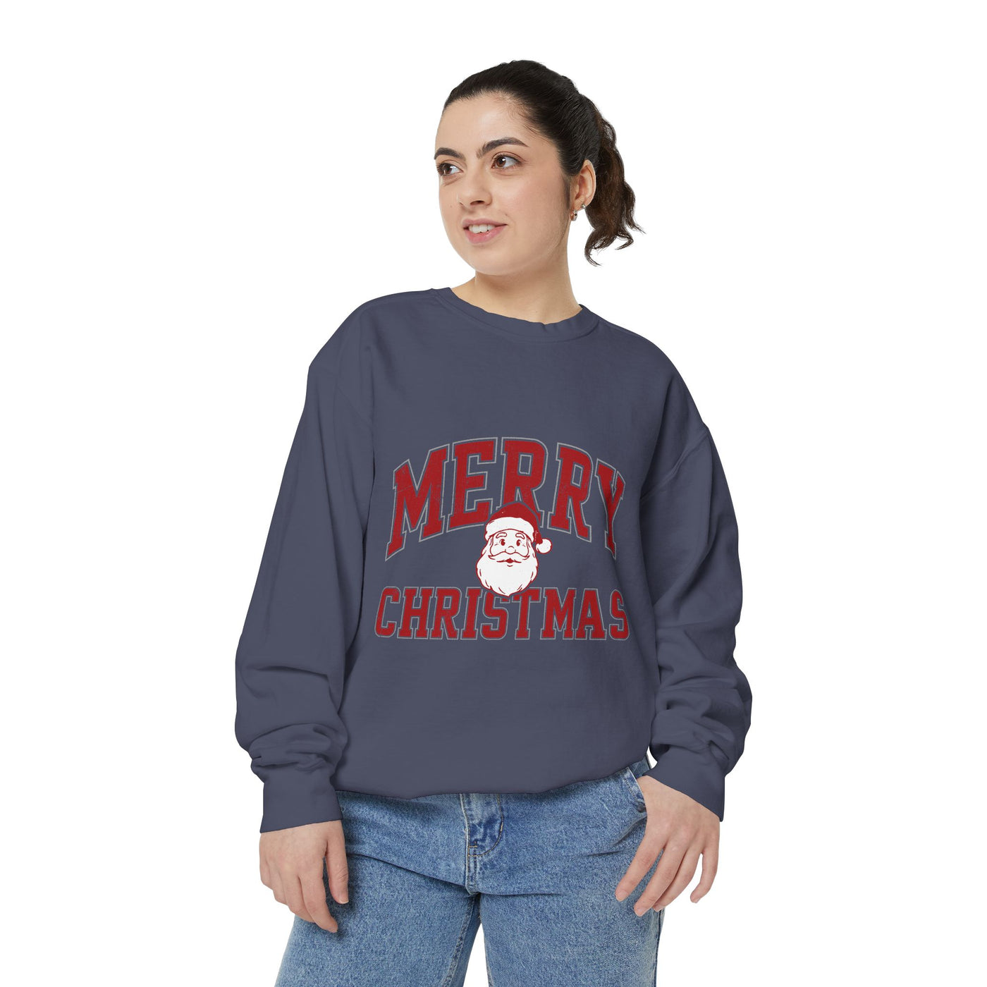 Merry Christmas Santa Sweatshirt, Vintage Holiday Crewneck, Festive Christmas Party Pullover, Retro Santa Claus Gift for Family Photos