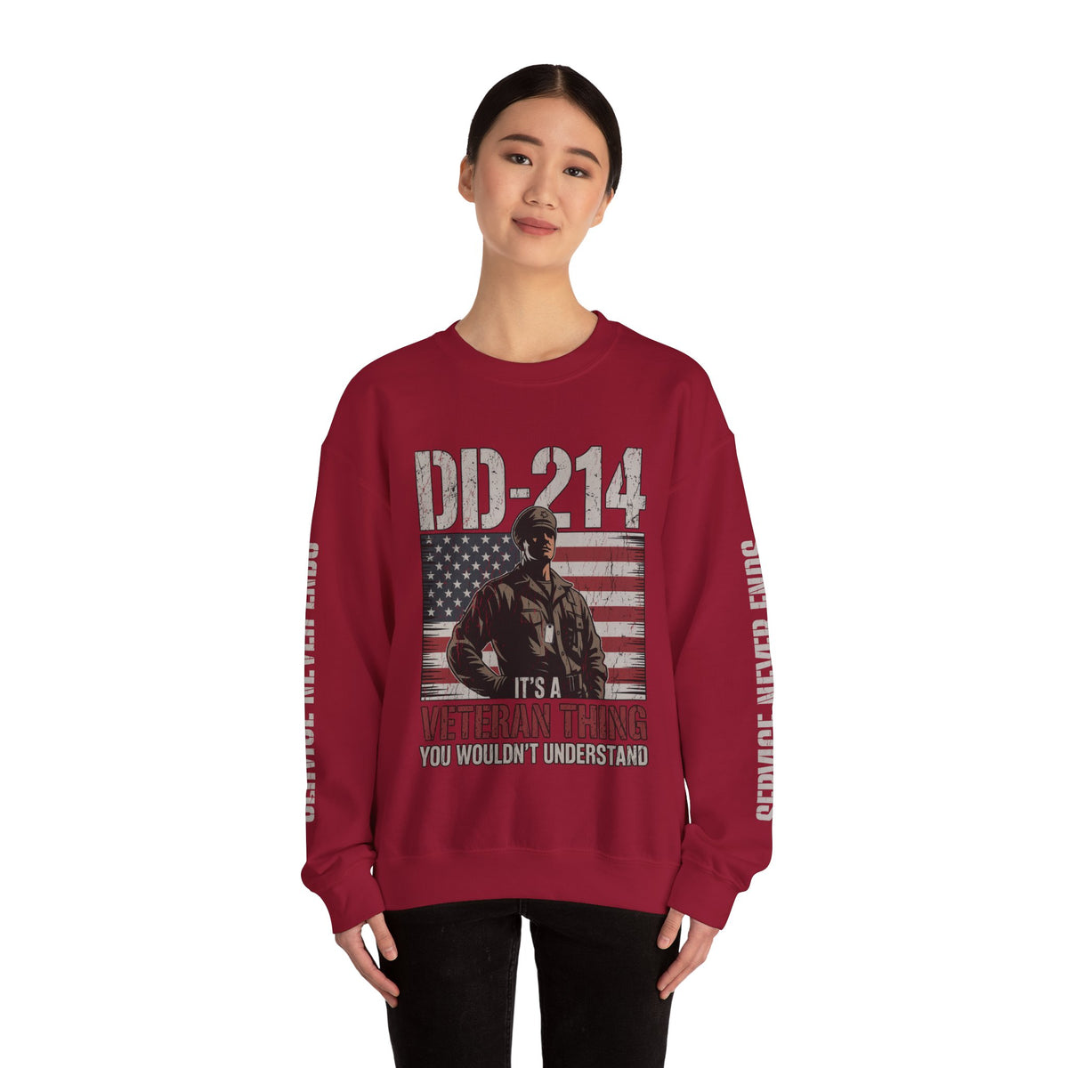 DD-214 Veteran Sweatshirt, Military Veteran Crewneck, American Flag Pullover, Veteran Gift for Him, Patriotic Fourth of July Top