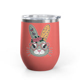 Floral Bunny Wine Tumbler, Cute Rabbit with Heart Glasses, Easter Gift for Her, Whimsical Spring Drinkware, Bunny Lover Gift