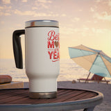 Best Mom of the Year Stainless Steel Travel Mug, Mother's Day Gift for Mom, Leopard Heart Coffee Cup, Mom Appreciation Drinkware