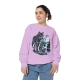 Wolf Pack Mountain Sweatshirt, Moonlit Wildlife Crewneck, Nature Lover Gift, Wilderness Forest Graphic Cozy Outdoor Pullover Unisex Top