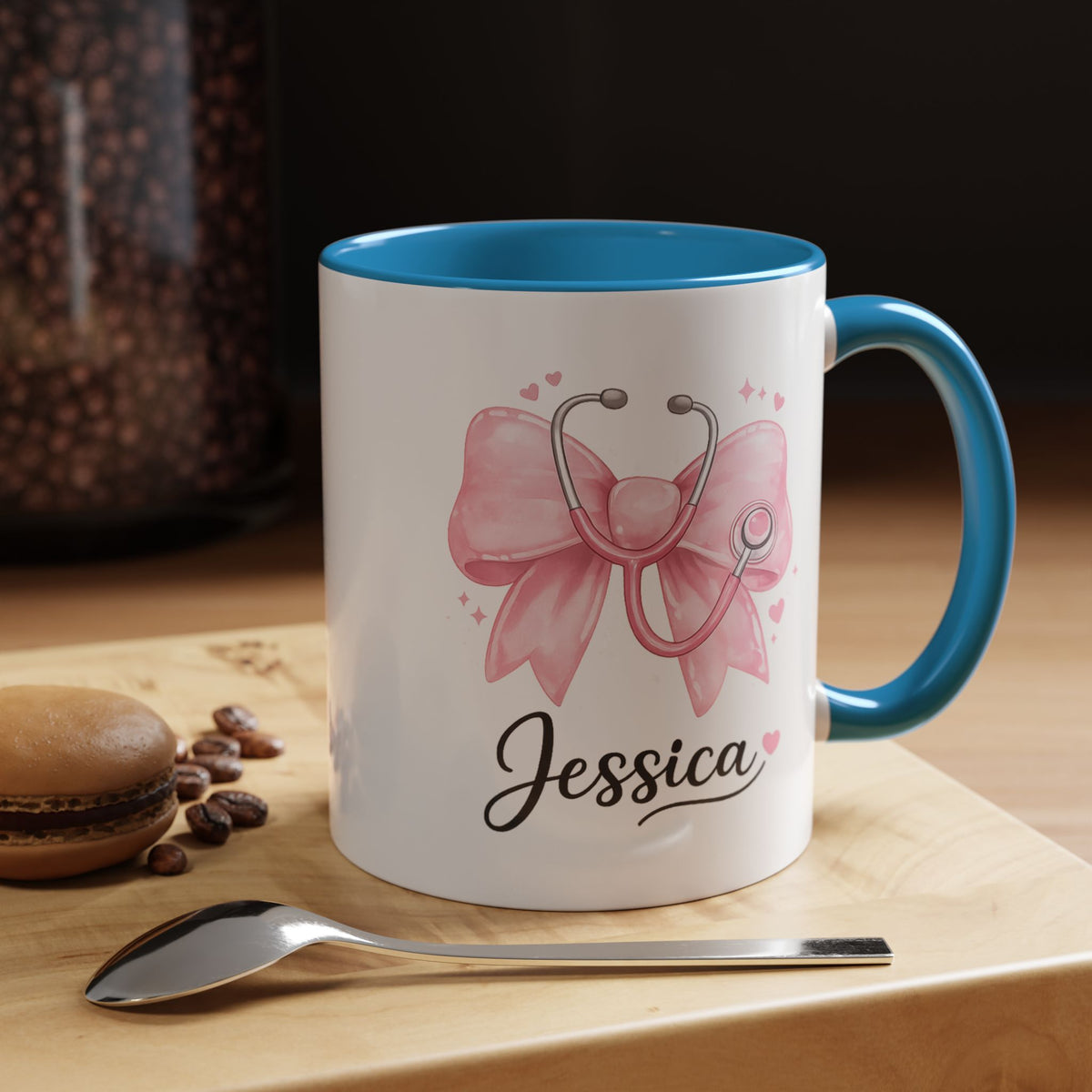 Personalized Nurse Mug, Custom Nurse Name Coffee Mug, Pink Stethoscope Gift, RN Appreciation Gift, Nurse Graduation Cup
