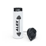 Personalized Barbell Kids Water Bottle, Stainless Steel Straw Bottle, Custom Name Sports Bottle, Young Athlete Gift for Boys and Girls