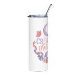 Floral Skinny Tumbler, Create Your Own Magic Cup, Butterfly and Moon Drinkware, Inspirational Gift for Her, Whimsical Flower Gift