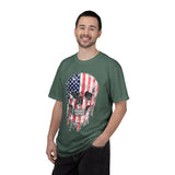 American Flag Skull Shirt, Distressed Patriotic Graphic for Biker Outfits, Fourth of July Style, Birthday Gift for Skull Art Lovers