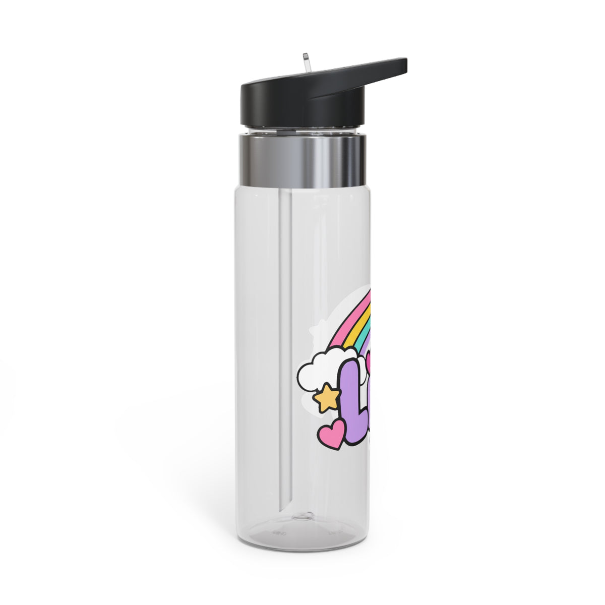 Personalized Rainbow Water Bottle, Pastel Custom Name Drink Bottle for Girls, Cute Kids School Bottle, Birthday Gift for Her