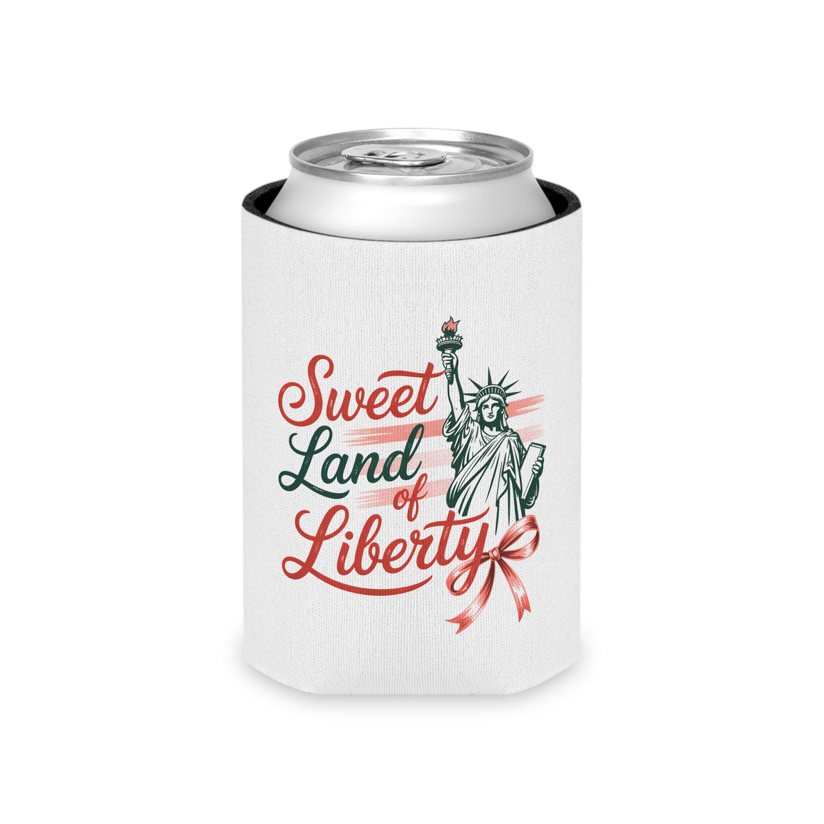 Sweet Land of Liberty Can Cooler, Patriotic Wine Can Holder, USA Drink Sleeve, 4th of July Gift, American Flag Beverage Holder
