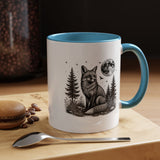 Fox Moon Mug, Black and White Woodland Coffee Cup, Celestial Forest Animal Gift for Fox Lover, Rustic Cabin Decor, Nature Birthday Present