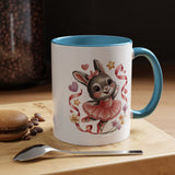 Ballerina Bunny Mug, Rabbit in a Pink Tutu with Flowers and Ribbons, Ballet Recital Gift for a Daughter or Dance Lover's Birthday Surprise
