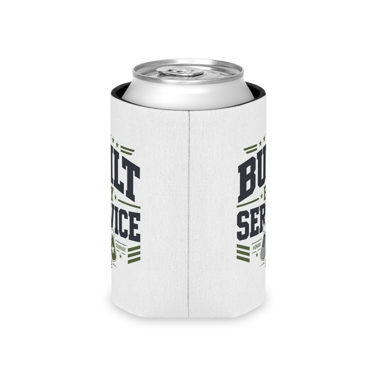 Military Can Cooler, Built by Service Drink Holder, Veteran Gift, Military Appreciation Gift, Armed Forces Beverage Sleeve, Patriotic Gift