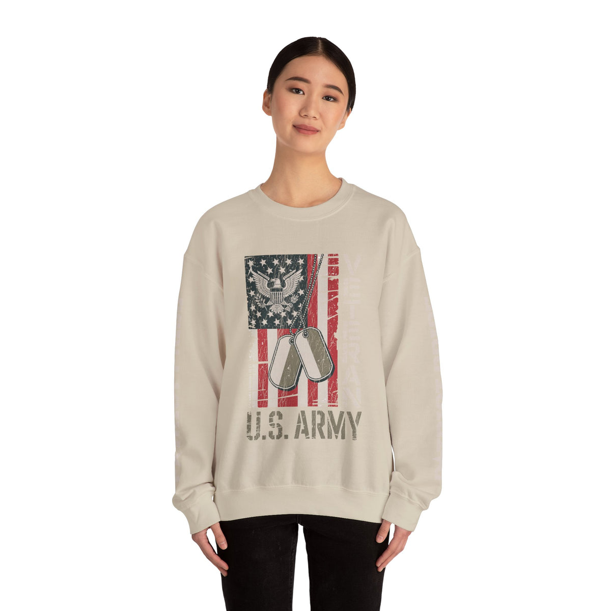 US Army Sweatshirt, Vintage Military Pullover, American Flag Army Top, Veteran Gift, Patriotic Military Clothing, Army Family Gift