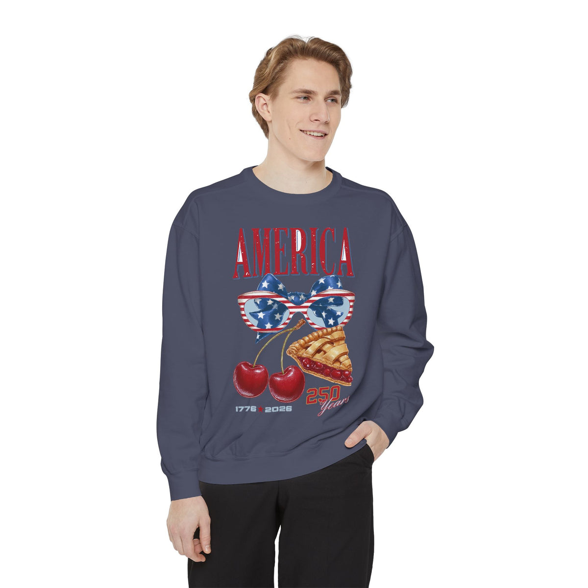 America 250th Anniversary Comfort Colors Sweatshirt, Patriotic Cherry Pie Crewneck, USA 1776 to 2026 Sweatshirt, Fourth of July Pullover