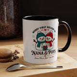 Personalized First Christmas Grandparents Mug, Nana and Pops Holiday Coffee Cup, New Grandparent Gift, Custom Names and Established Year
