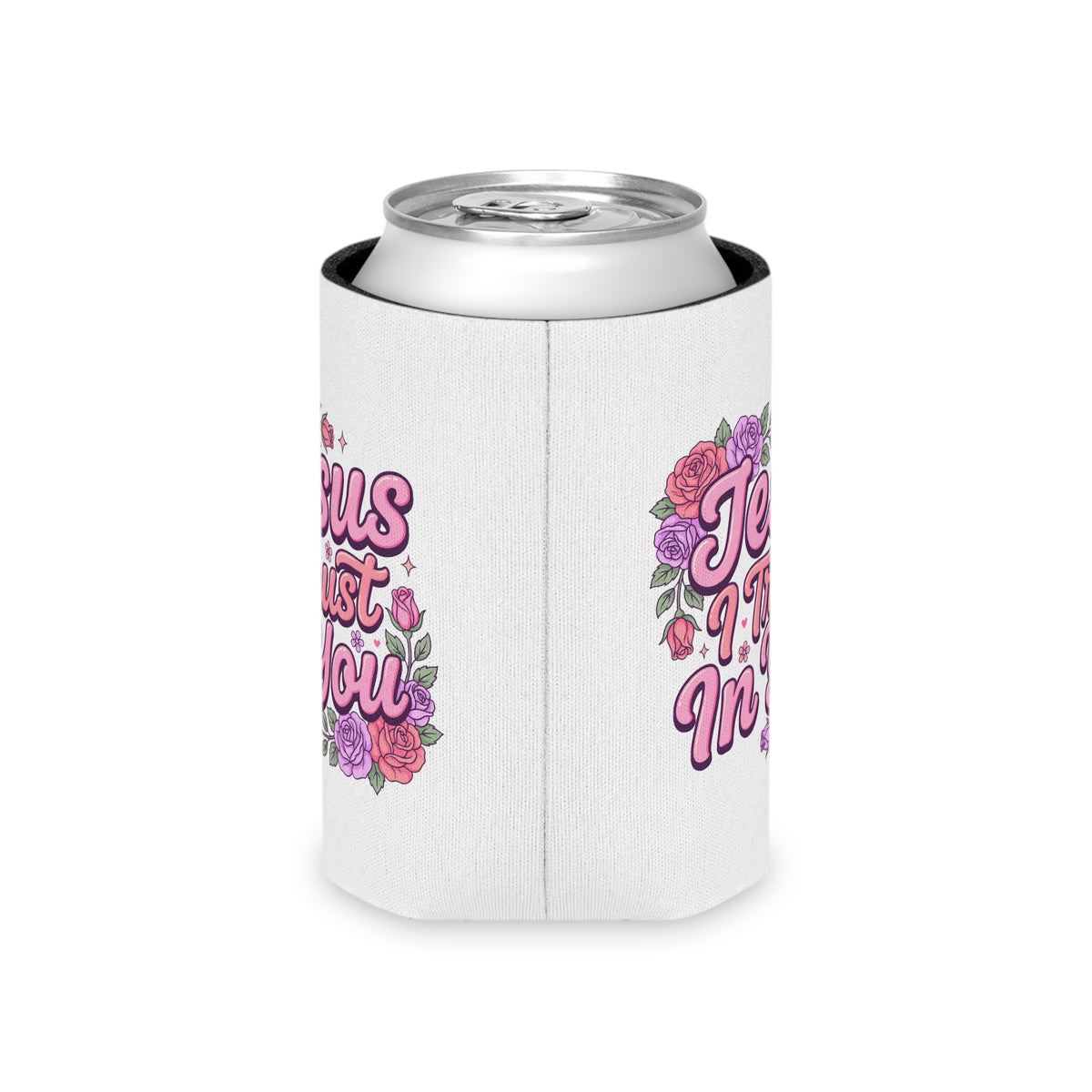 Christian Can Cooler, Jesus I Trust in You Drink Sleeve, Floral Faith Gift for Women, Catholic Gift, Religious Party Favor