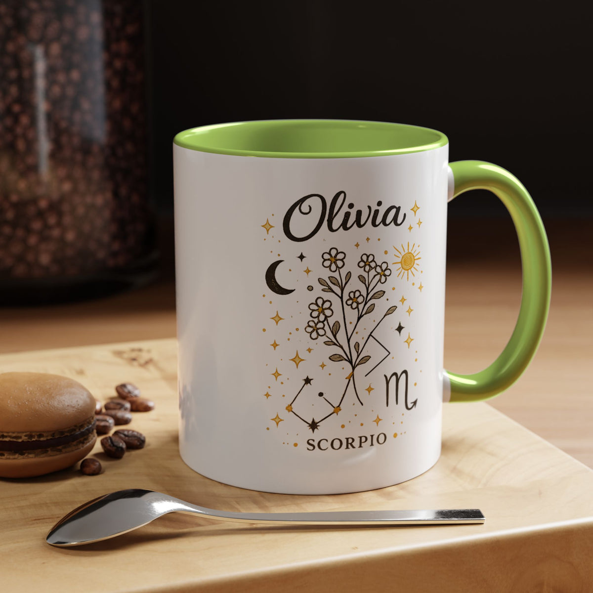 Personalized Scorpio Zodiac Mug, Custom Name Astrology Coffee Mug, Scorpio Birth Sign Gift for Her, Celestial Horoscope Cup