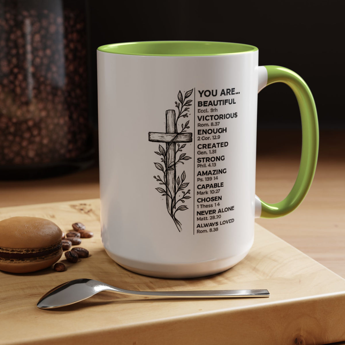 Christian Inspirational Mug, You Are Beautiful Victorious Enough Bible Verse Coffee Mug, Faith Encouragement Gift for Women