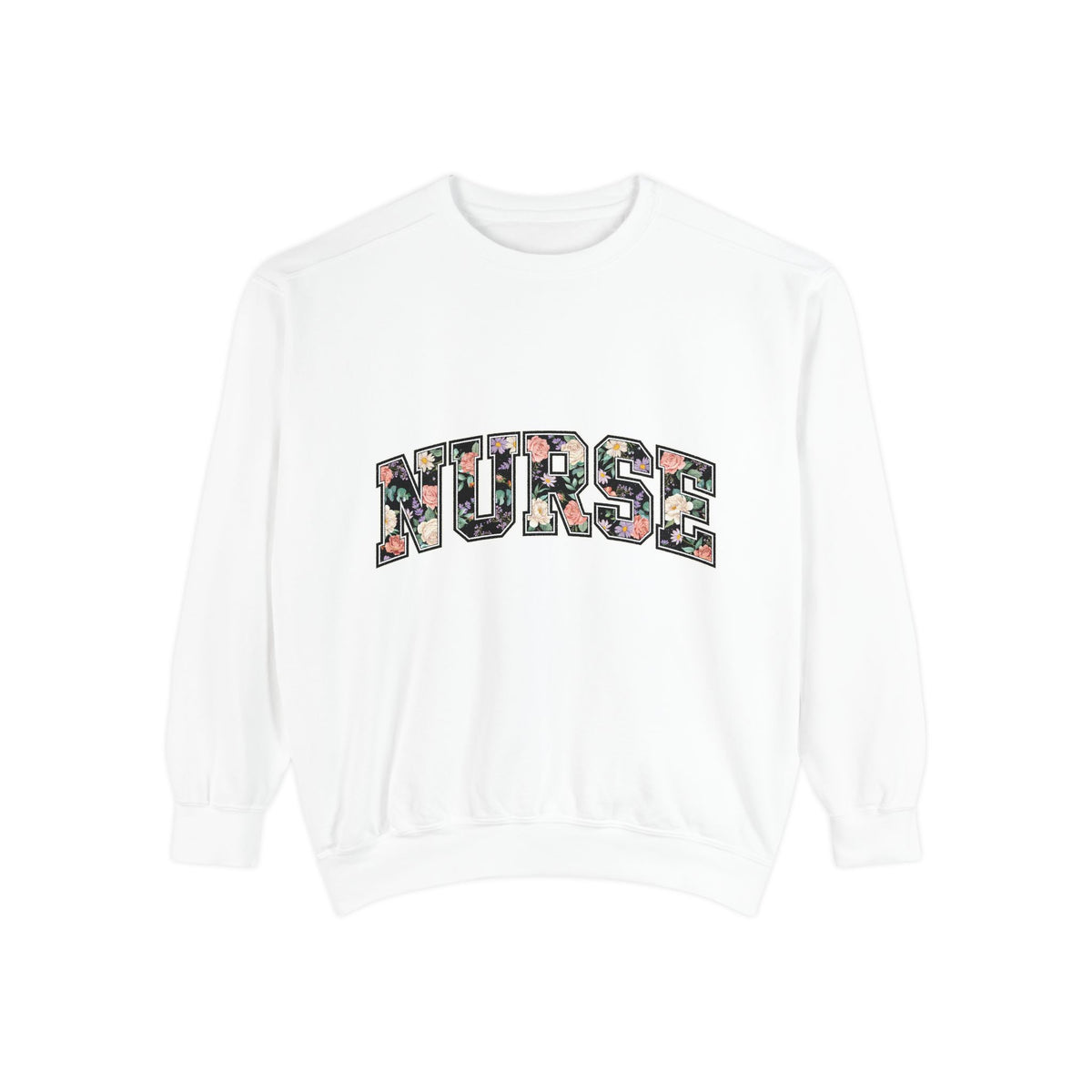 Nurse Floral Comfort Colors Sweatshirt, Nurse Appreciation Gift, Retro Varsity Nurse Crewneck, Healthcare Worker Sweatshirt