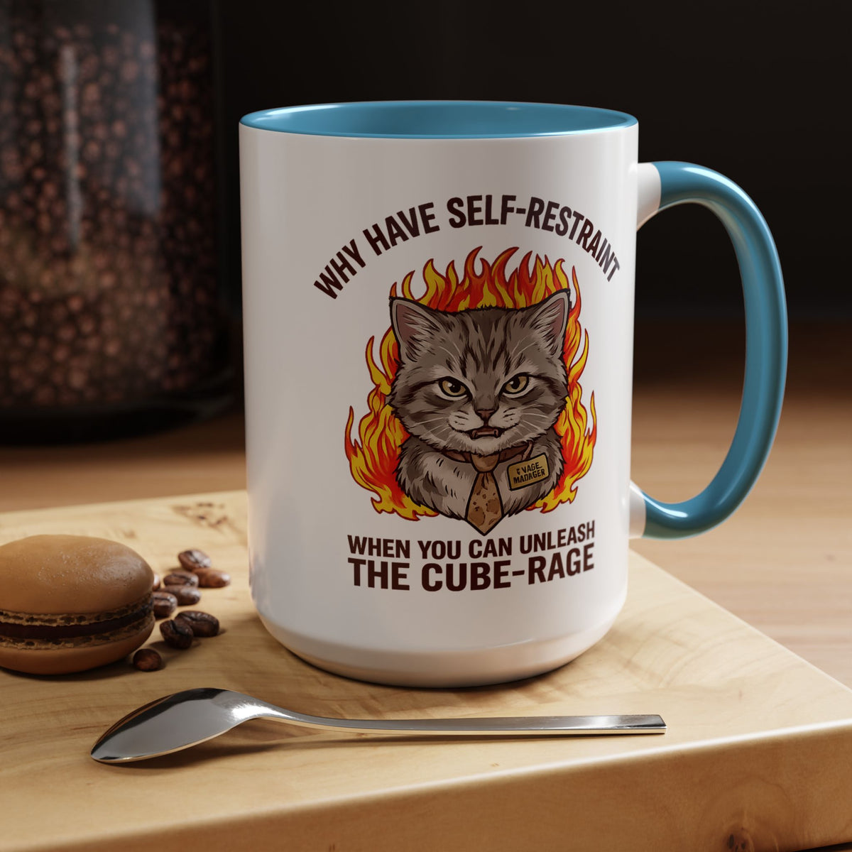 Funny Angry Cat Coffee Mug, Cube Rage Office Mug, Cat Lover Humor Gift, Workplace Stress Mug, Coworker Gift for Cat Owners