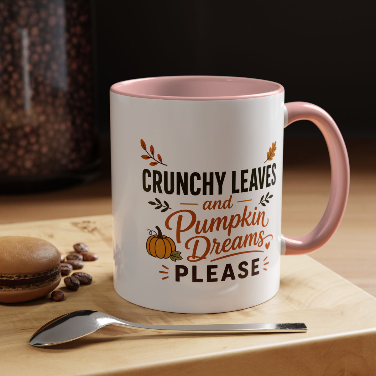 Cozy Air and Crunchy Leaves Mug, Pumpkin Dreams Fall Coffee Cup, Autumn Lover Gift for Her, Cute Seasonal Drinkware and Decor