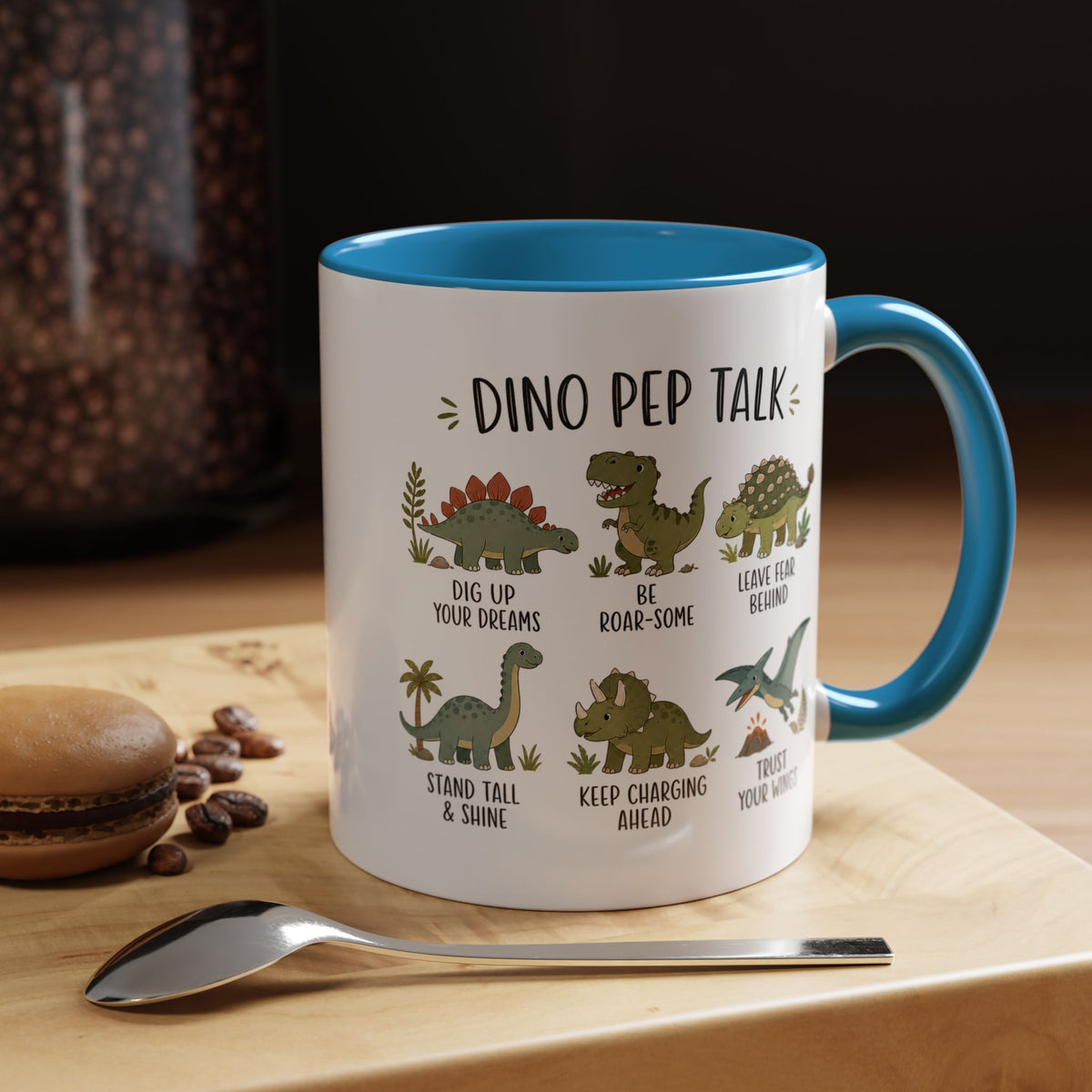 Dinosaur Encouragement Mug, Dino Pep Talk Coffee Mug, Motivational Dinosaur Gift for Kids, Teacher Classroom Positive Mindset Mug