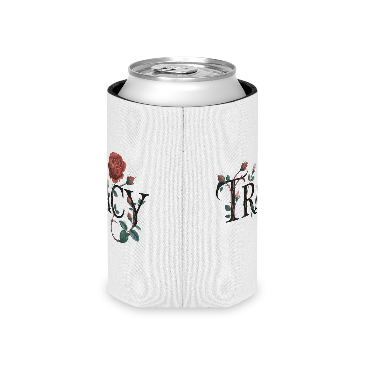 Personalized Wine Can Cooler, Custom Name Beer Can Holder, Floral Rose Drink Sleeve, Custom Gift for Her, Bridesmaid Gift, Birthday Gift