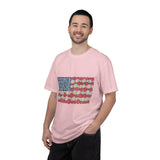 American Flag Floral Shirt, Patriotic Flower Graphic Tee, Vintage Americana T Shirt, Fourth of July Outfit, Red White Blue Gift