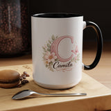 Personalized Initial Name Mug, Custom Floral Monogram Coffee Mug for Women, Butterfly Letter Cup, Birthday Gift for Her, Bridesmaid Mug