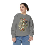 Winter Birds Graphic Sweatshirt, Vintage Woodland Pullover for Bird Lovers, Festive Nature Top, Cozy Christmas Gift for Birdwatchers