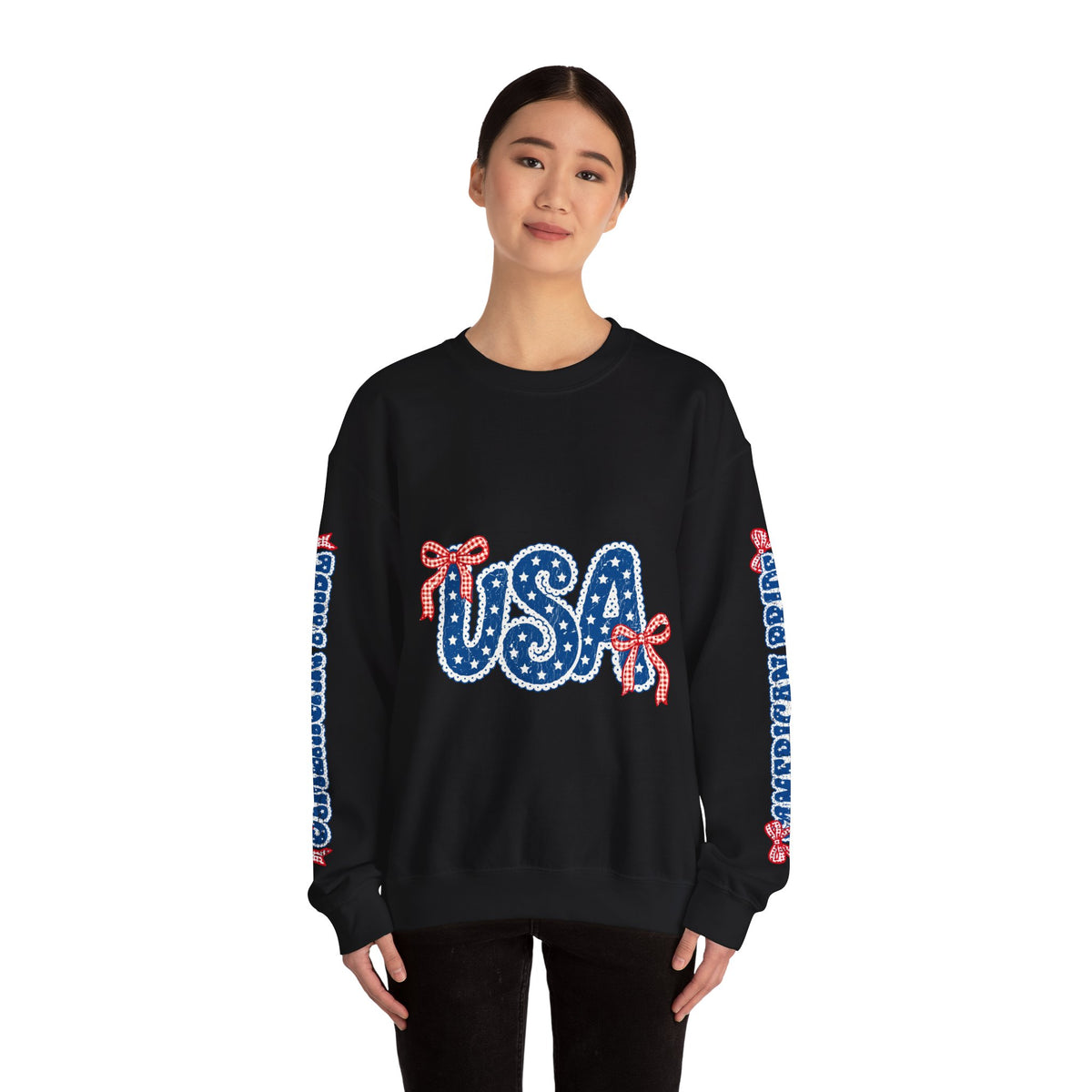 USA Patriotic Sweatshirt, American Flag Ribbon Pullover, Vintage Stars and Stripes Top, Fourth of July Outfit, Americana Gift for Women