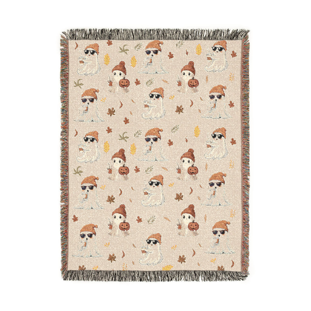 Cute Ghost Halloween Blanket, Spooky Mushroom Throw for Cozy Fall Decor, Whimsical Autumn Sofa Blanket, Halloween Gift for Ghost Lovers