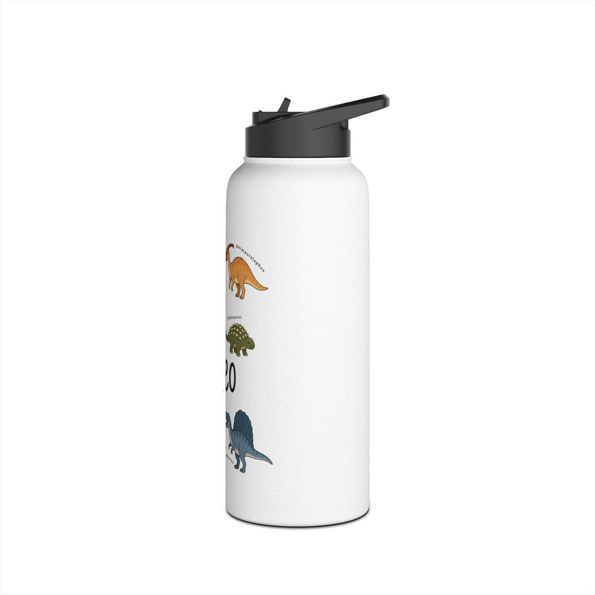 Personalized Dinosaur Water Bottle for Kids, Custom Name School Water Bottle, Dino Lover Gift, Insulated Sports Bottle for Boys