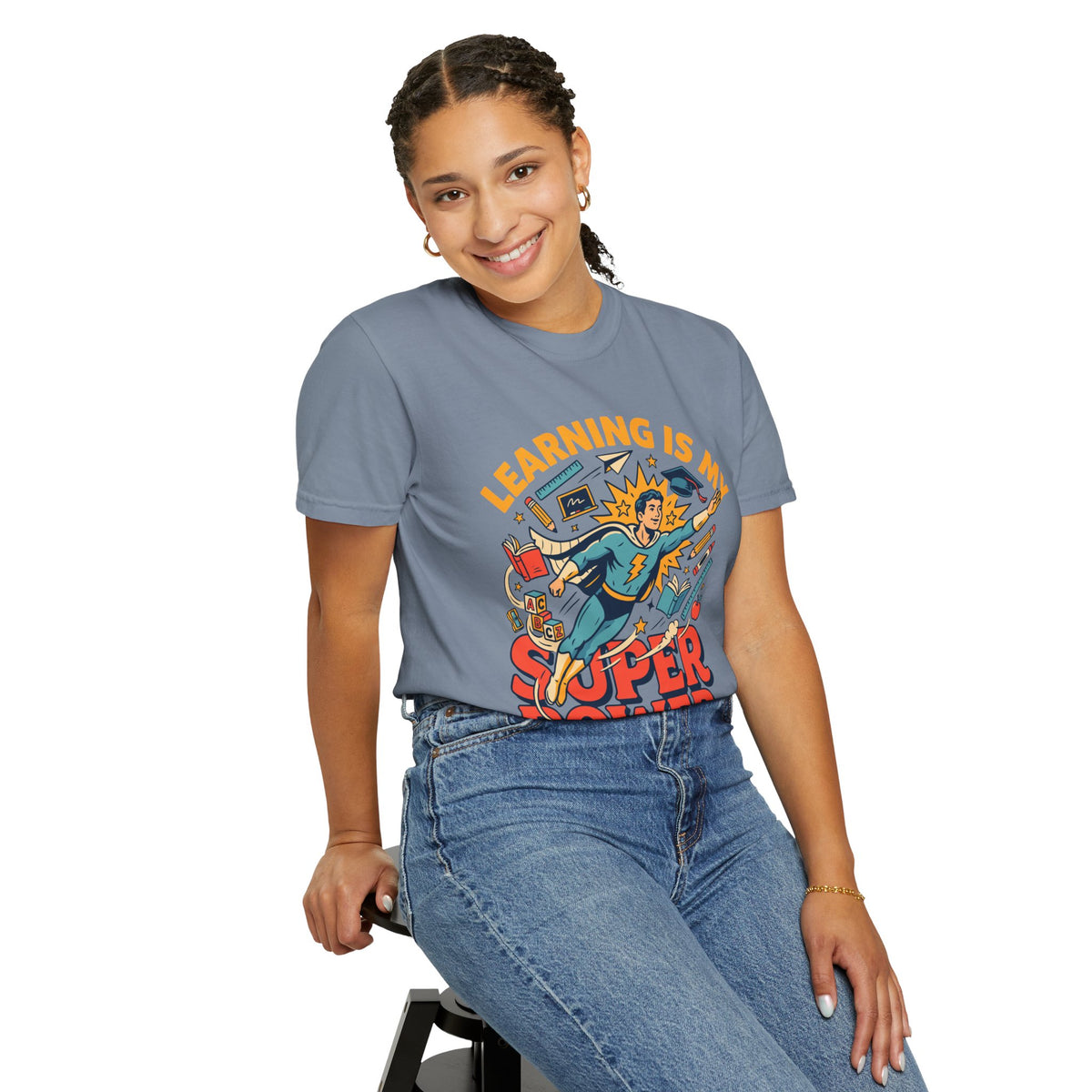 Teacher Superhero Comfort Colors Shirt, Learning Is My Super Power Tee, Teacher Appreciation Gift, Back To School Educator Shirt