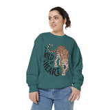 Wild at Heart Leopard Comfort Colors Sweatshirt, Leopard Graphic Crewneck, Animal Lover Sweatshirt, Safari Style Gift