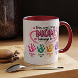 Personalized Mom Handprint Mug, Custom Mother's Day Coffee Mug, Gift from Kids for Mom, Grandma Mug with Children's Names